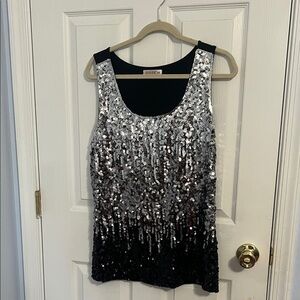 Manner Black and Silver Sequin Tank Top